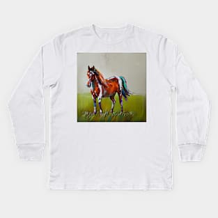 piebald horse Kids Long Sleeve T-Shirt